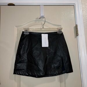 American Threads Kourt Faux Leather Mini Skirt